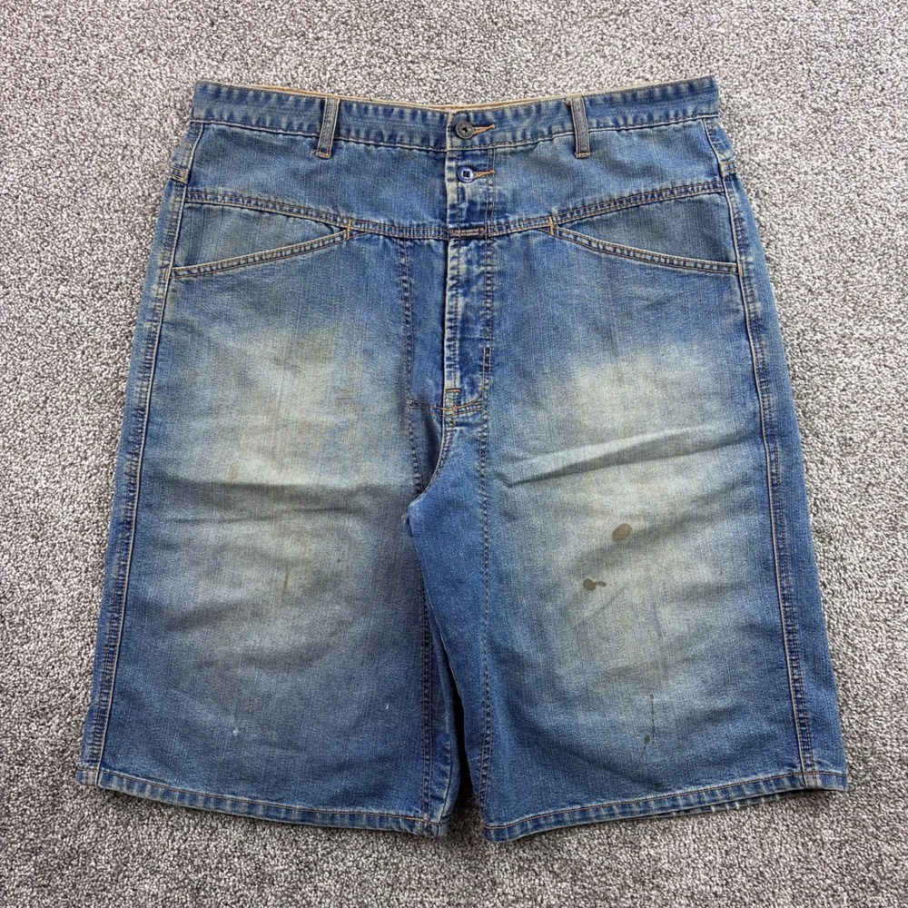 Vintage Marithe Francois Girbaud Denim Shorts Mens 36 Blue Baggy Light Wash